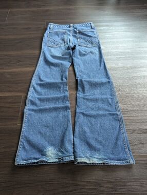 Vintage 2005 Gap Low Rise Flare Jeans Pink/Orange Contrast Stitch 6